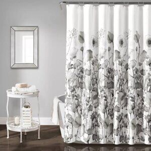 Brand New Lush Décor 72"x72" Zuri Flora Shower Curtain Light Gray.